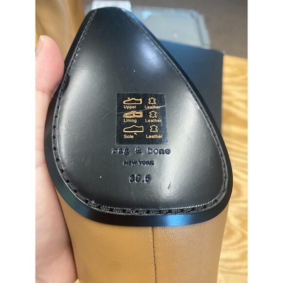 Rag & Bone New York Ankle Boots $595 8.5 Beige Leather Square Toe Bootie S23 - Picture 3 of 9